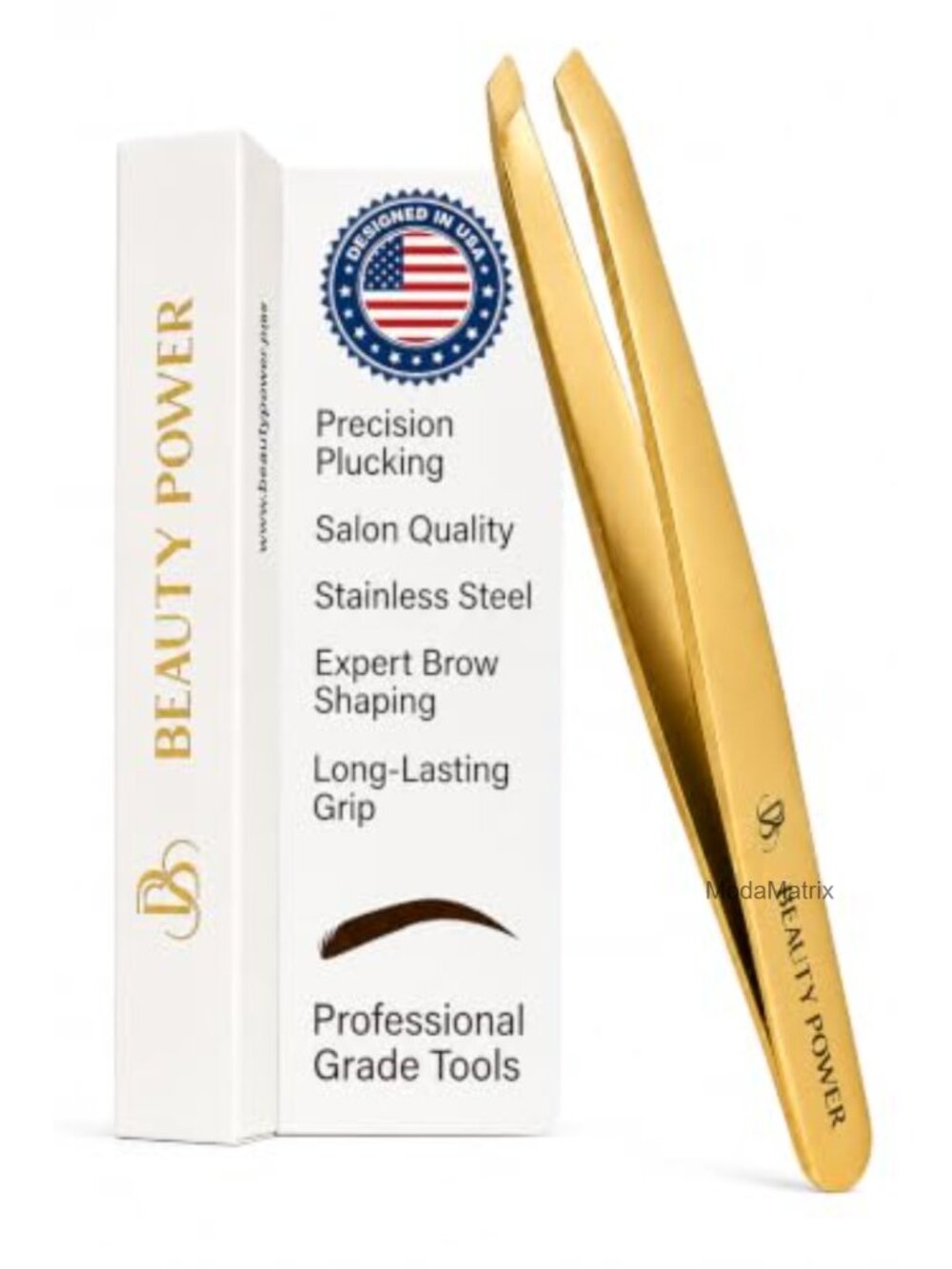 Professional Precision Slant Tip Tweezers Stainless Steel Brow Shaping